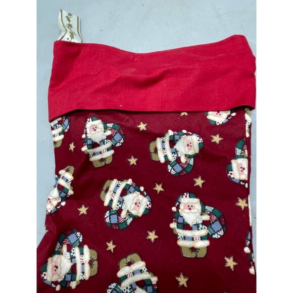 handmade Christmas stocking Santa patch work design red green 15" READ - Picture 3 of 6